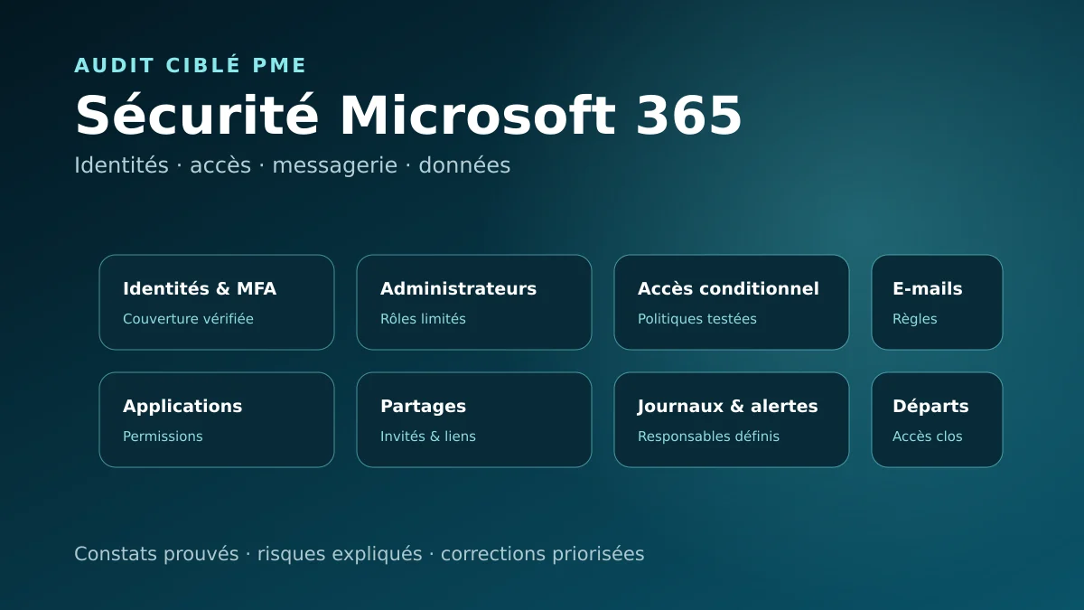 Audit des identités, accès et paramètres de sécurité Microsoft 365 d'une PME